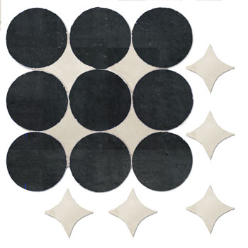 Mosaic House Moroccan tile Soho S 6-1 Black White  zellige, mosaic, zellij, field, pattern, glaze, simple, modern, circles 